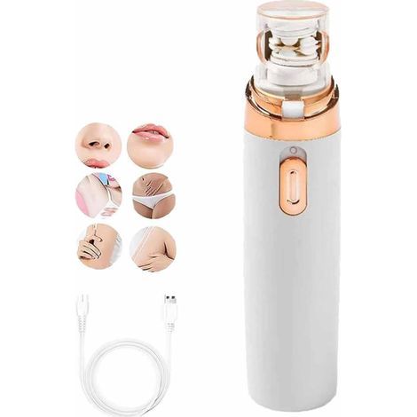 Épilateu pou femme - Appaeils d'épilation faciale echageables - Pou les mains, les jambes, les aisselles (blanc) (1/4)