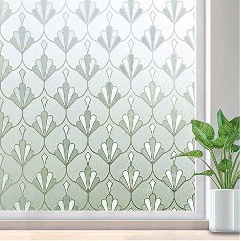 Electrostatic Window Film, Anti-Peeking Window Film, Non-Adhesive Reusable Frosted Opaque Flower Pattern, Office Home Bathroom Bedroom Kitchen 30x200cm (1/5)