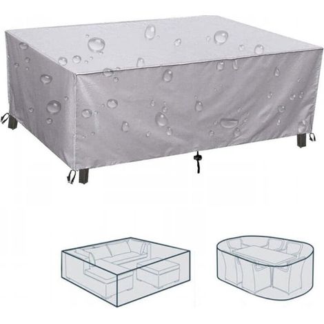 Housse de protection pour mobilier de jardin 190 x 125 x 80 cm, carrée, imperméable, pour salon de jardin, protection pour meubles de balcon, résistante à l'hiver, housse de table Oxford 420D (1/5)