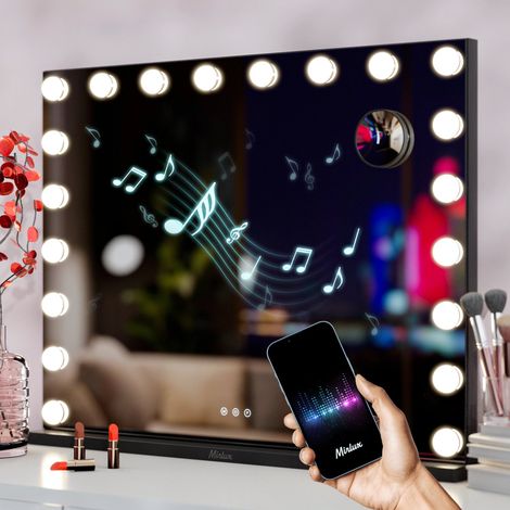 Hollywood Spiegel - Bluetooth-Lautsprecher - 80x60cm - Schwarz (1/4)