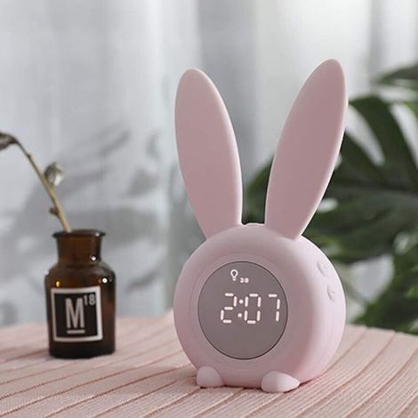 Pink alarm clock lamp, 9.47 x 25 x 17.55 cm, 1 unit, LED digital electronic alarm clock, bedside lamp. (1/5)