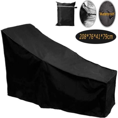 Housse De Chaise Solaire, Tissu ImperméAble Oxford 420d, Housse De Protection Coupe-Vent, Noir, 208764179cm (1/4)