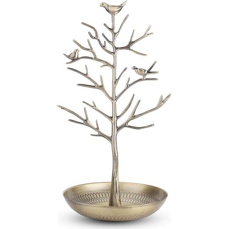 Support de Cintre pour Bijoux, Présentoir de Colliers et de Bracelets, Outil de Rangement-bijoux en Laiton Antique, Présentoirs et Rangement au Design Magnifique (Cyan) (1/5)