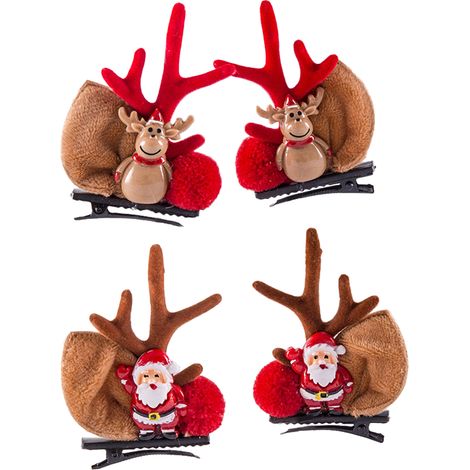 1 Pince à cheveux, bois de renne, oreilles de cerf, accessoire fête, décoration sapin Noël (1/5)