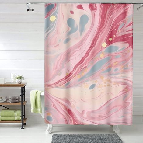 Rideau de douche effet pierre naturelle, œillets plastique, 90x180 cm (1/5)