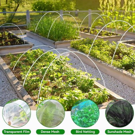 Lot de 2 protections pour plantes et légumes – 30 arceaux + filet anti‑oiseaux – Parfait pour serre de jardin et potager familial