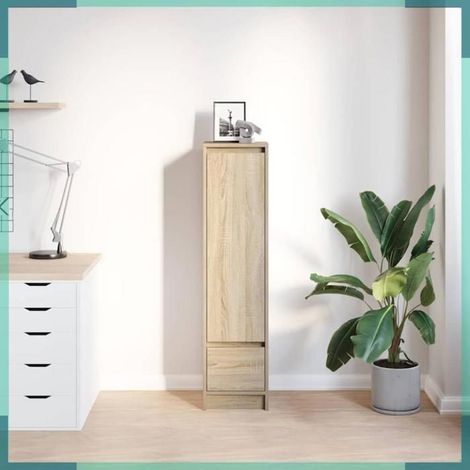 861654 Buffet haut chêne sonoma 29,5x34x119,5 cm bois d'ingénierie (1/5)