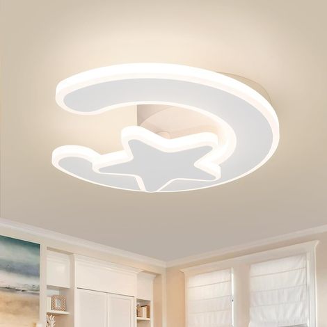 Plafonnier LED Enfant 15W 21cm, Lune Étoiles pour Chambre d'Enfant (1/5)