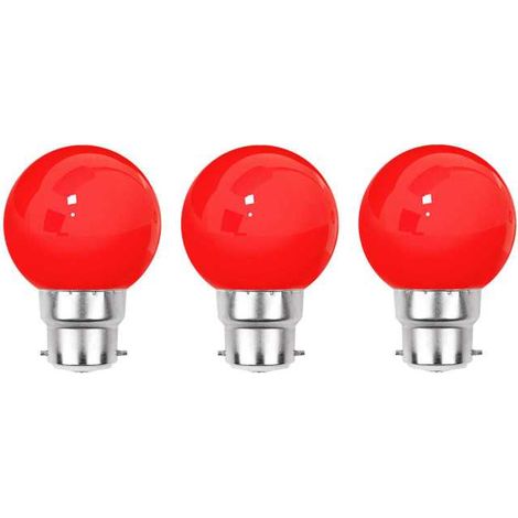 Lot de 3 ampoules LED Rouges B22 Incassables - Guirlandes guinguette - Culot baïonnette
