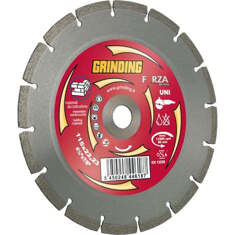 1PZ GRINDING DISCO COMPLETI DI FLANGIA,14 SETTORI DIAMANTATI,FORO 22MM, MOD.FORZA UNI (1/2)