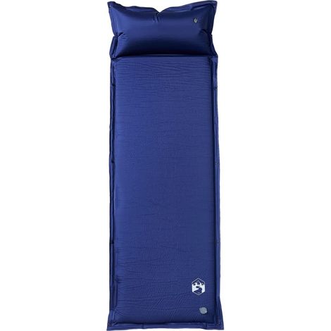 Matelas de camping autogonflant oreiller 1 personne bleu marine