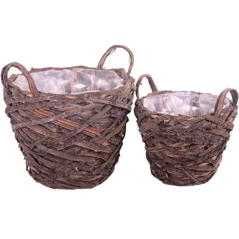 Set 2 Cesti in Materiale Naturale con Manici H 26 cm (1/5)