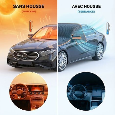 BelleRise - Verstärkter magnetischer Auto-Sonnenschutz (3er-Pack) mit orangefarbenen Reflektorstreifen, faltbar zur Aufbewahrung. (1/5)