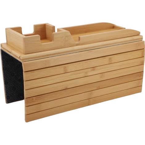 Plateau et tablette accoudoir canapé bois amovible pliable double usage pour boissons et en-cas (1/5)