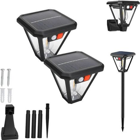 Paquete de 2 luces solares de pared, 3 configuraciones, Encendido automático al anochecer y al amanecer, Resistente al agua, garaje y cobertizo (1/5)