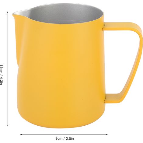 Pichet à lait inoxydable 600ml pour mousse à lait et latte art, usage domestique ou café, couleur jaune (1/5)