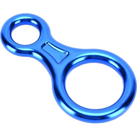 Descendeur en alliage d'aluminium forme 8 45KN, dispositif de descente bleu pour grimpeur arboricole et escalade (1/5)