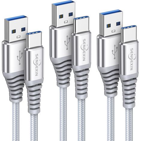 Cable USB C Charge Rapide[1M+2M+3M/Lot de 3],Câble Chargeur pour Samsung Galaxy A51 A71 A32 A52 A72,S10 S9 S8 S10E S21 S20 Plus Ultra FE 5G,A41 A21S A40 A20S A20,Cordon Type C,Nylon Tressé (1/5)