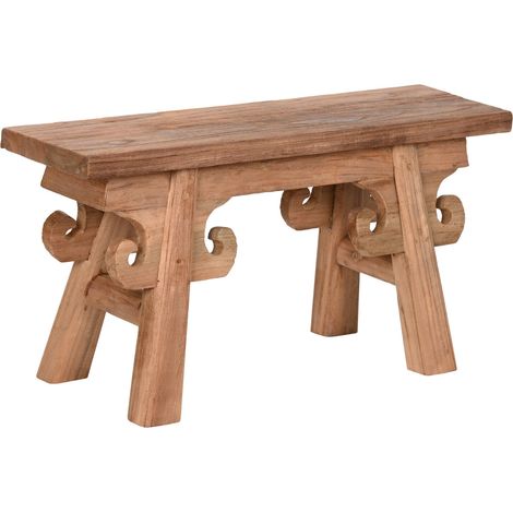 Taburete Teca Reciclada 65X17X32 Tallada Natural (1/4)