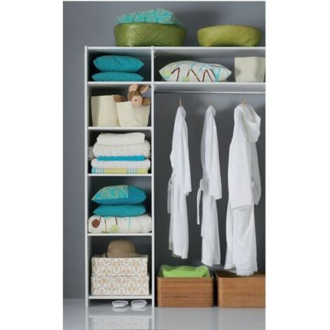 Aménagement de placard compact Prisme décor blanc – sans tiroirs – Loqueteau pour meuble – Pour espaces confinés – Sifisa (1/2)
