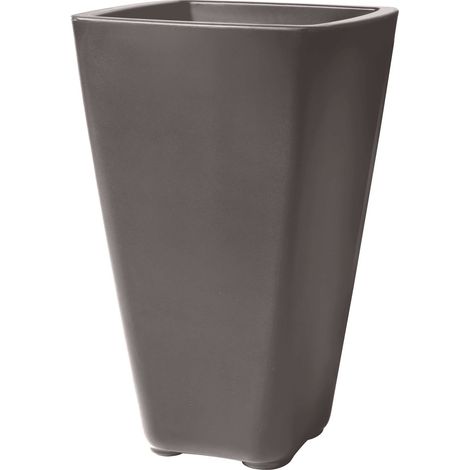 Step2 Bridgeview - Pot De Fleur Grand - Cèdre Foncé  42,8 X 42,8 X 66 Cm - Jardinière Balcon Léger Et Facile À Déplacer - Plastique Rotomoulé