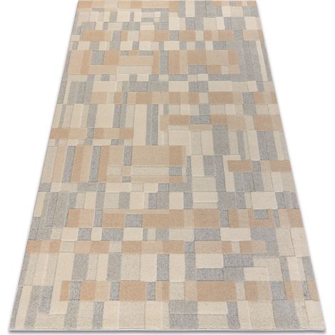 FLUX 461.117.SA130 Wollteppich OSTA - Geometrisch, Strukturell, Loft beige / grau beige 120x170 cm