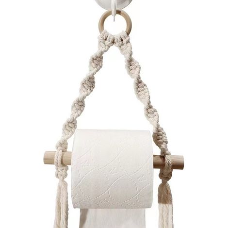 Porte-rouleau de papier toilette, porte-rouleau de papier toilette tissé à la main pour salle de bain, étagère suspendue pour salle de bain (1/5)
