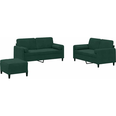Maison Exclusive - Set di Divani 3 pz con Cuscini Verde Scuro in Velluto