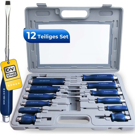 Coffret 12 pièces tournevis en acier chrome vanadium magnétisé hexagonaux (1/5)