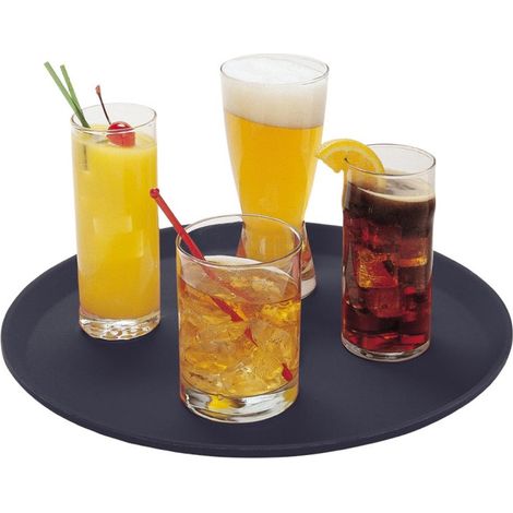 Plateau de service rond fibre de verre antidérapant Camtread noir 445 mm - CAMBRO