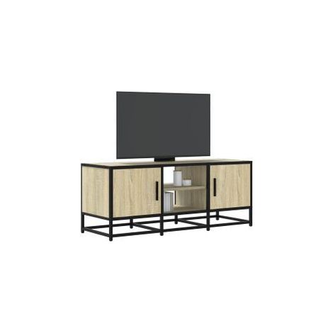 Meuble TV chêne sonoma 100x35x41 bois d'ingénierie et métal (1/5)