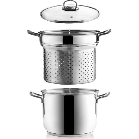 Olla de acero para pasta con tapa de vidrio ANETT 6 l 3 uds. (1/5)