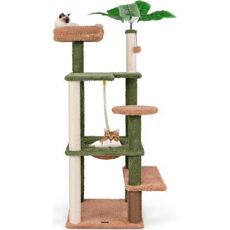 Tiragraffi multilivello 152 x 49 x 48 cm comfort e sicurezza atmosfera accogliente legno ingegnerizzato verde e marrone 200018312