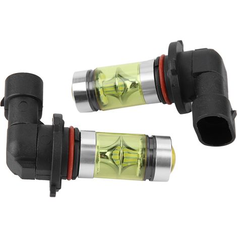 Lot de 2 ampoules LED jaunes 9006 100W 4300K pour phares, feux de brouillard et feux de jour de voiture. (1/5)