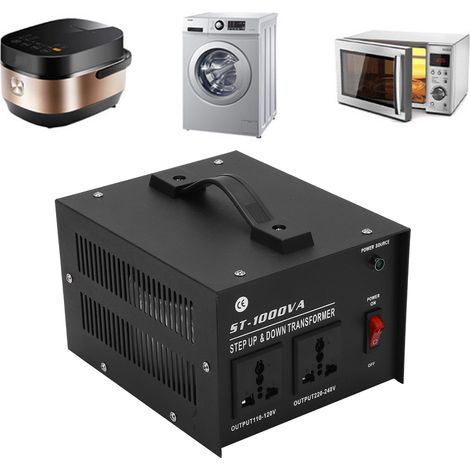 ST-1000VA Aufwärtstransformator, 110 V auf 220 V / 220 V auf 110 V, Standard-Eurostecker, 110 V–120 V / 220 V–240 V (1/5)