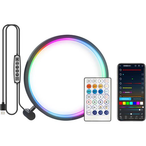 Runde RGB-LED-Schreibtischlampe, Tischlampe, Ambiente-Nachttischlampe, Stehlampe mit Fernbedienung
