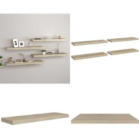 Schweberegale 4 Stk. Eiche-Optik 80x23,5x3,8 cm MDF - Schweberegale - Wandregale - Regalset - Wohnwandgestaltung - Eichenholz Optik - Home & Living (1/5)