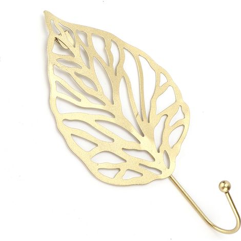 Crochet métallique créatif mini cintre en forme de feuille dorée fonctionnel et élégant pratique pour porte de placard (9,7 x 19,7 x 4,5 cm) (1/5)
