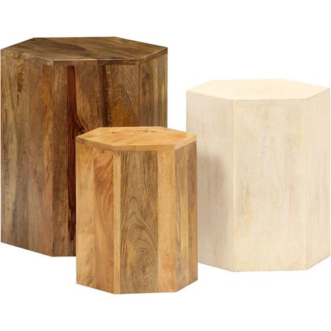 Maison Exclusive - Set Tavolini da Salotto 3 pz in Legno Massello di Mango (1/5)