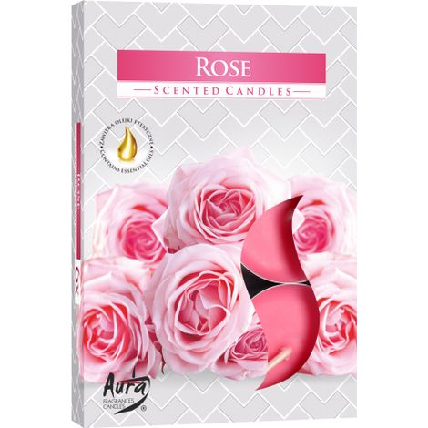 Lot de 6 bougies chauffe-plat parfumées - Rose- Vendu par 1