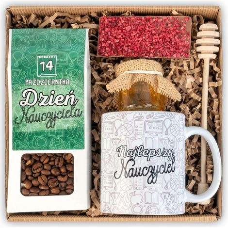 Geschenk zum Lehrertag, Kaffeetasse, Honigmotiv, Geschenkbox (1/5)
