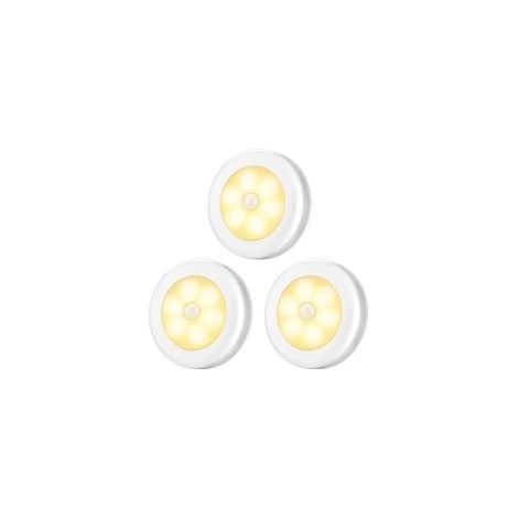Verbesserte LED-Bewegungsmelderleuchte (8 cm) – Kabellos, batteriebetrieben, selbstklebend – Ideal für Schränke, Treppen, unter Möbeln, Flure und Küchen – Warmweiß – 3er-Pack – Crezuo (1/5)