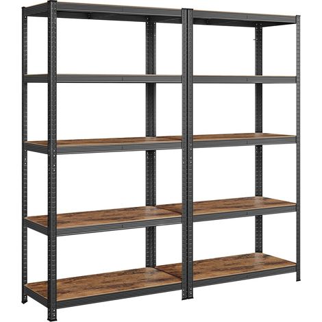 Étagère charge lourde métallique 200 x 100 x 50 cm 5 niveaux charge totale 875 kg (175 kg/niveau) étagère de rangement planches réglables pour garage cave noir