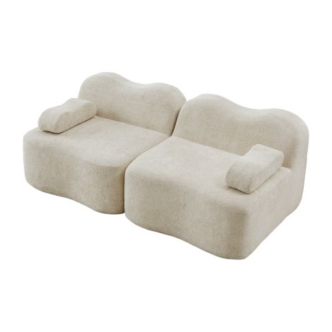 Canapé modulaire 2 places velours coussin accoudoir mobile pour salon et appartement Beige (1/5)