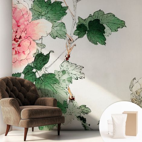 Tapete Vliestapete mit Kleber - modernes Design - Wohnungsdeko - geruchslos - langlebig Blumige Zartheit 250x250 cm (1/5)
