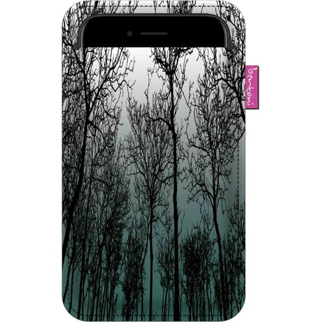 Étui pour smartphone, motif Forêt - feutrine écologique, 105 x 175 mm, anthracite, impression résistante, protection du téléphone, lavable à 40 °C, Bertoni (1/4)
