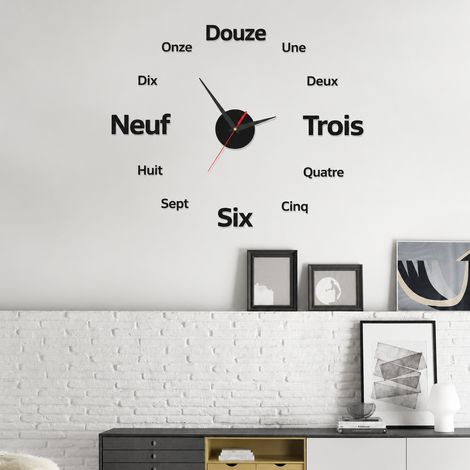 Horloge murale DIY 50 cm en acrylique silencieuse noire 50cm noir 15 × 10 × 4 cm 300 g – Livraison gratuite