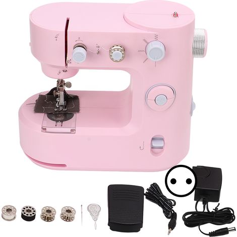 Machine à coudre 5 points portable surjeteuse multifonction maison petite, pour famille enfants fête, 100-240V prise UE (1/5)