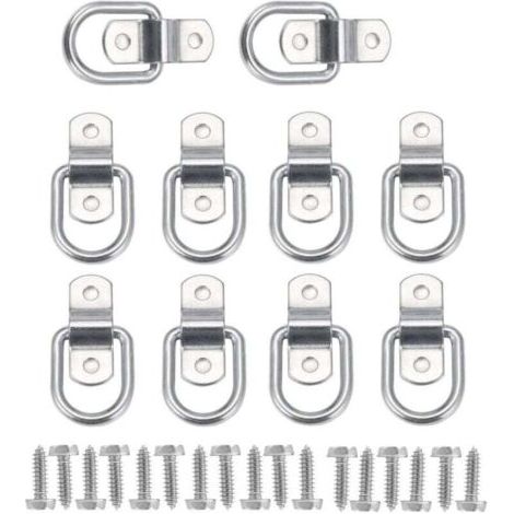 10Pcs D Anneau D'arrimage Anneau d'ancrage de Charge Ancrage de Remorque Anneau D'arrimage Forgé avec 20 Pièces Vis pour Sécuriser la Charge dans Le Camion Remorque (1/4)
