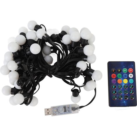 Guirlande LED RGB 10m 50 Ampoules Bluetooth Télécommande Étanche IP65 Multicolore pour Extérieur Intérieur Patio Jardin Fête (1/5)